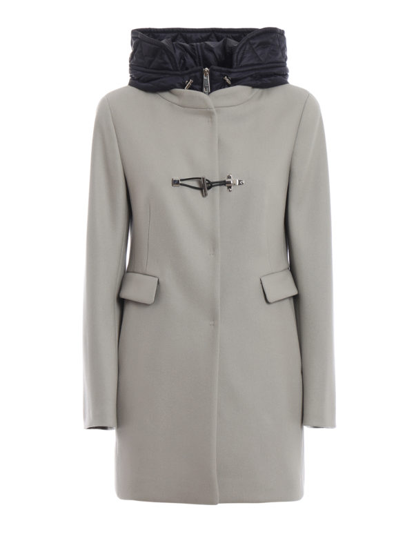 کوتاه Fay - Grey wool coat with hood 
