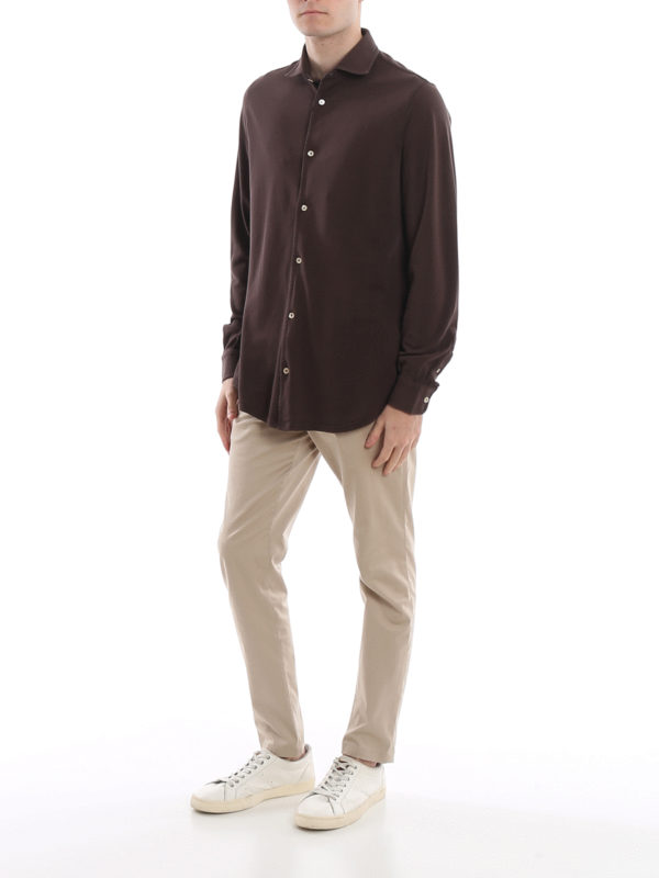 FEDELI: shirts online - Steve organic cotton piqué shirt