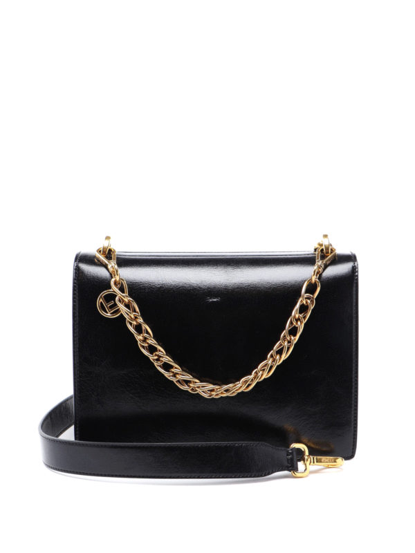 fendi kan u black leather bag