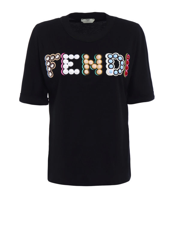 Fendi - Studded logo applique T-shirt 