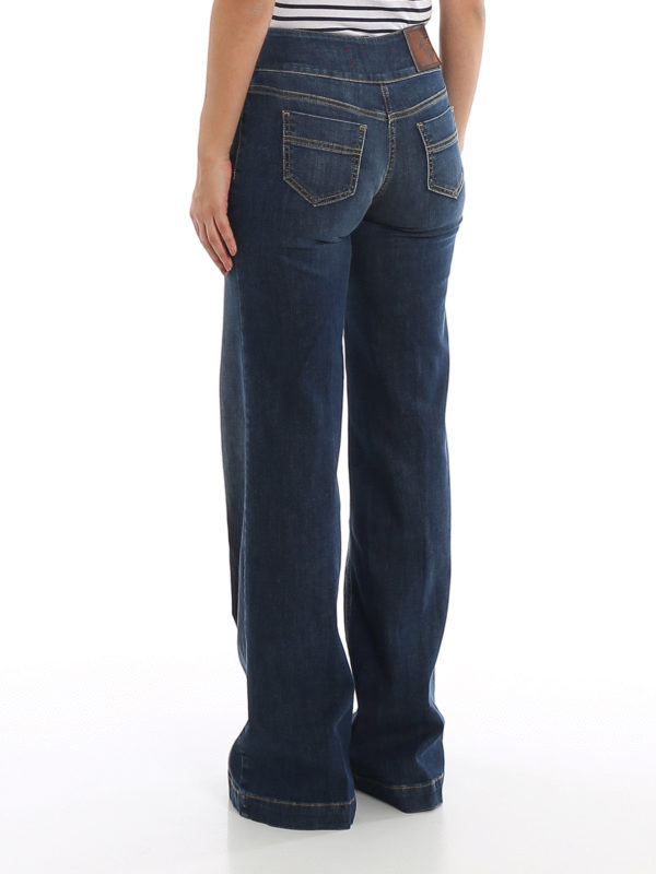 Flared jeans with gold-tone buttons shop online: ELISABETTA FRANCHI