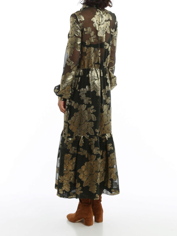 Floral embroidered silk dress shop online: SAINT LAURENT