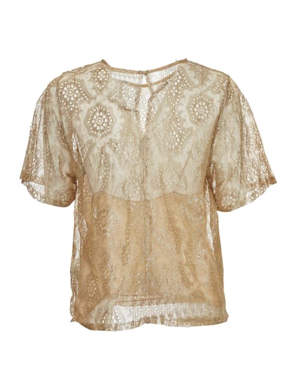 Tops & shirts Forte Forte - Chantilly lace lurex t-shirt in gold color ...