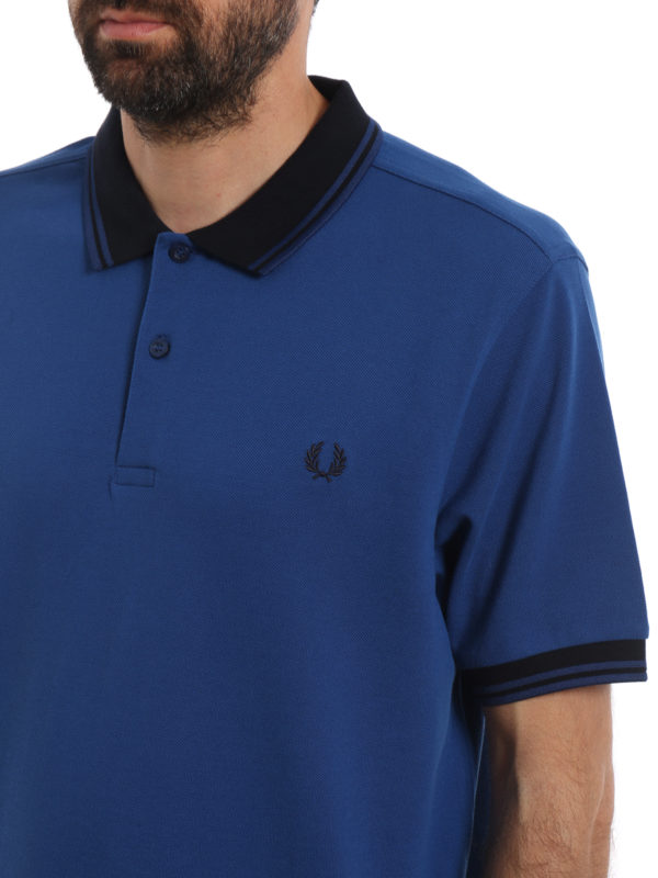 collar royal blue pique polo shirt 