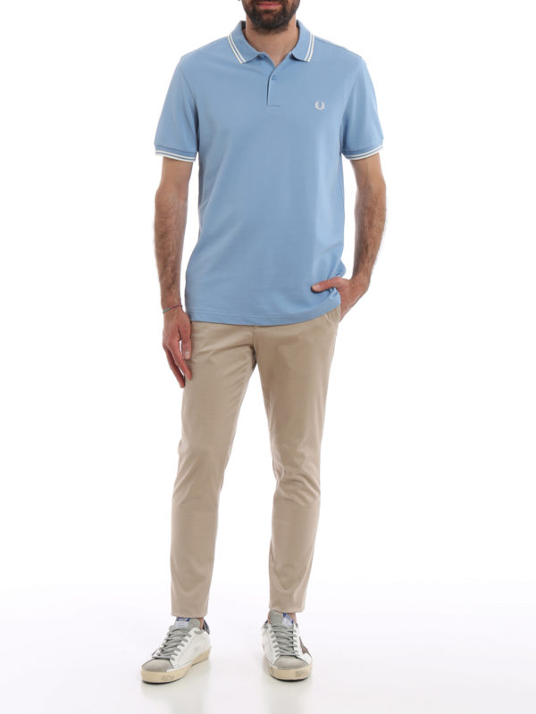 پولو Fred Perry - Sky blue cotton piqué 