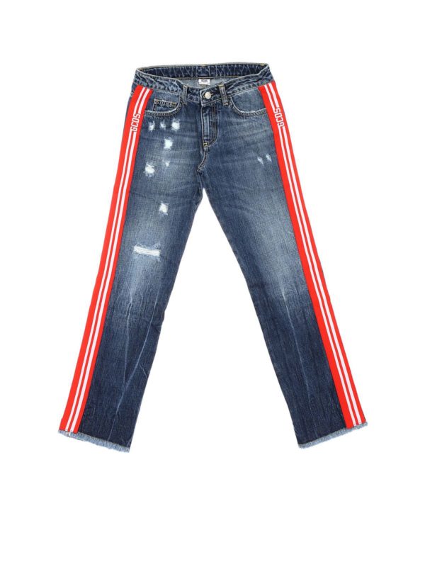 جین Gcds - Side band denim jeans - 020459200 | iKRIX