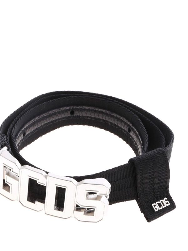 GCDS: belts online - GCDS logo belt in black