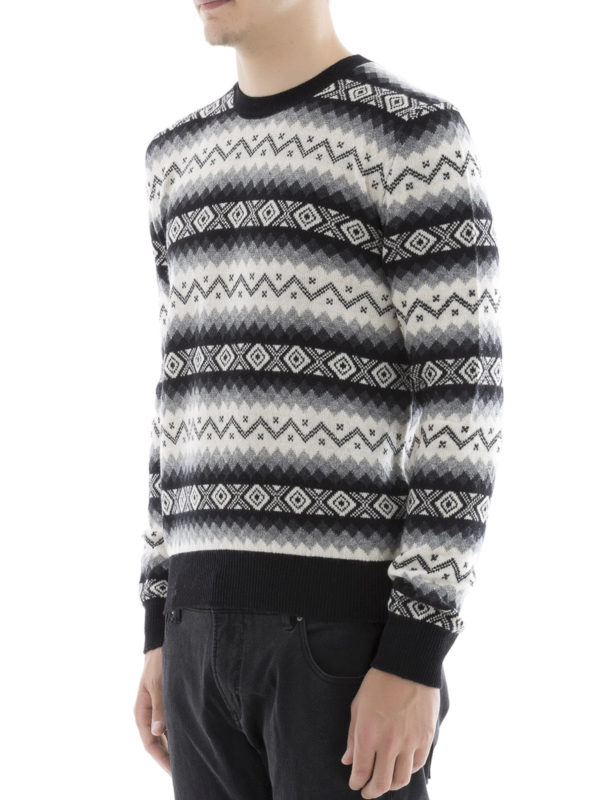 Geometric intarsia cashmere sweater 