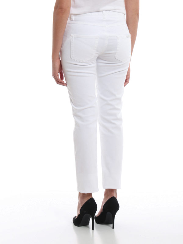 Girly floral embroidered white jeans 