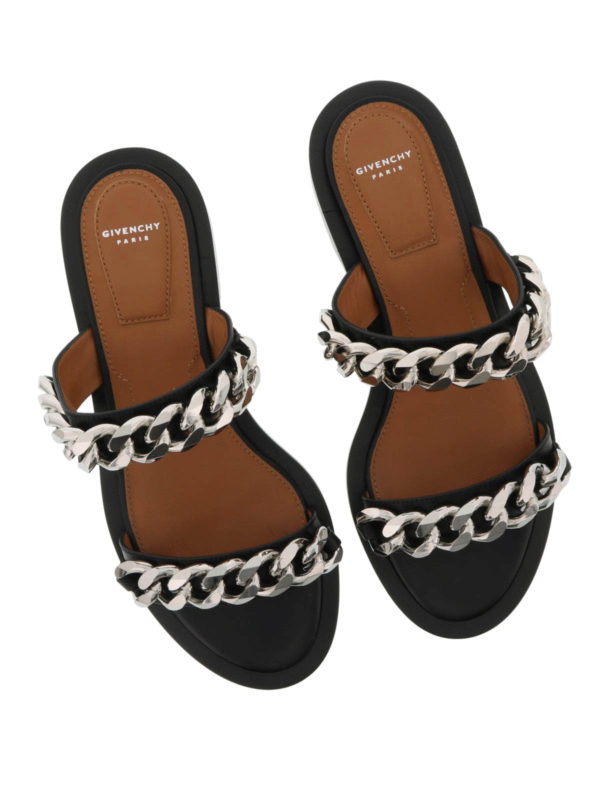 givenchy chain leather slippers