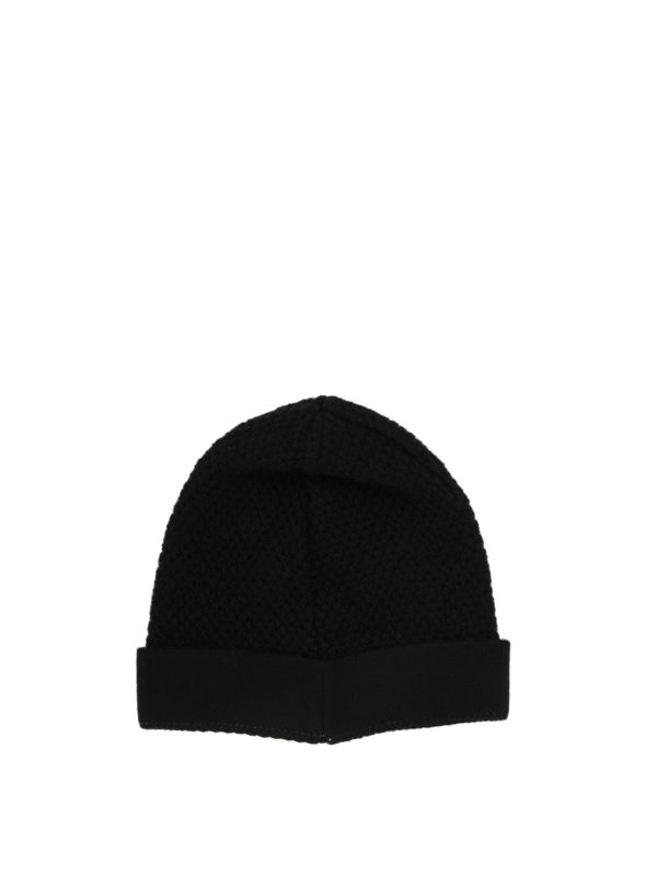 Black and white wool beanie 