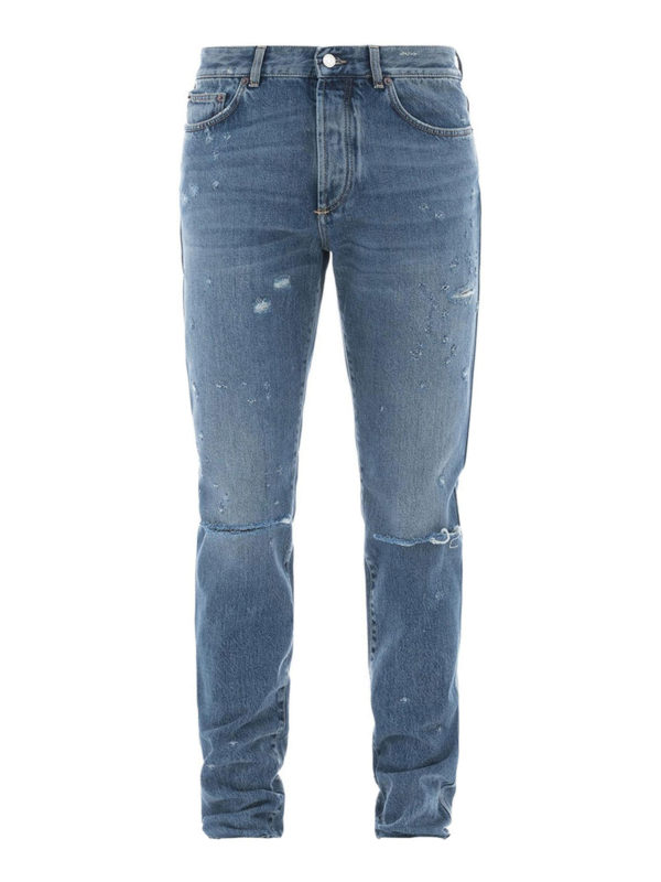 Destroyed denim slim fit jeans 