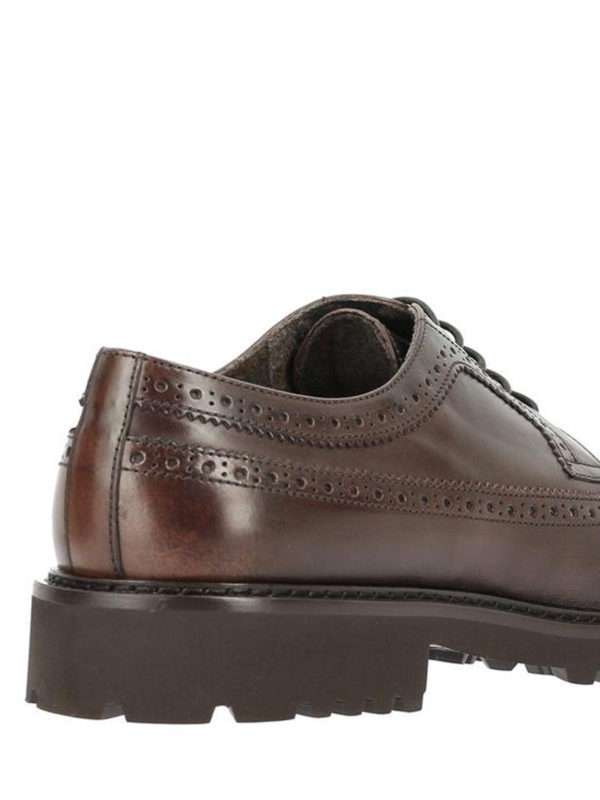 Glossy brown leather brogue shoes 
