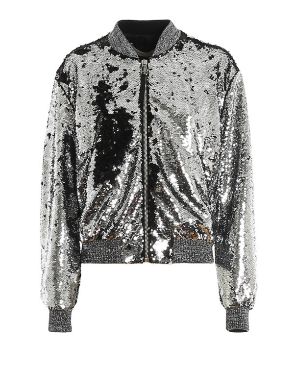 sequin bomber jacket black