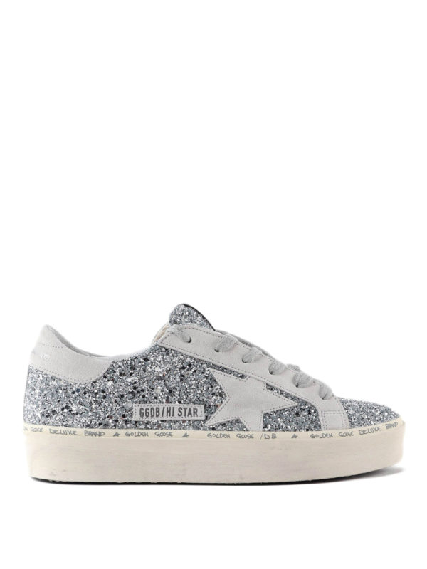 Trainers Golden Goose - Hi Star silver glitter sneakers - G34WS945B1