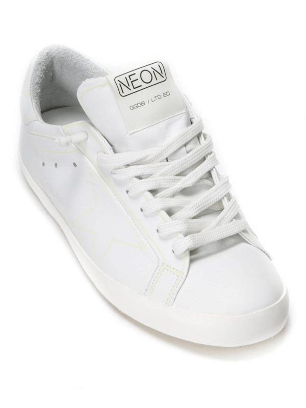 neon golden goose sneakers