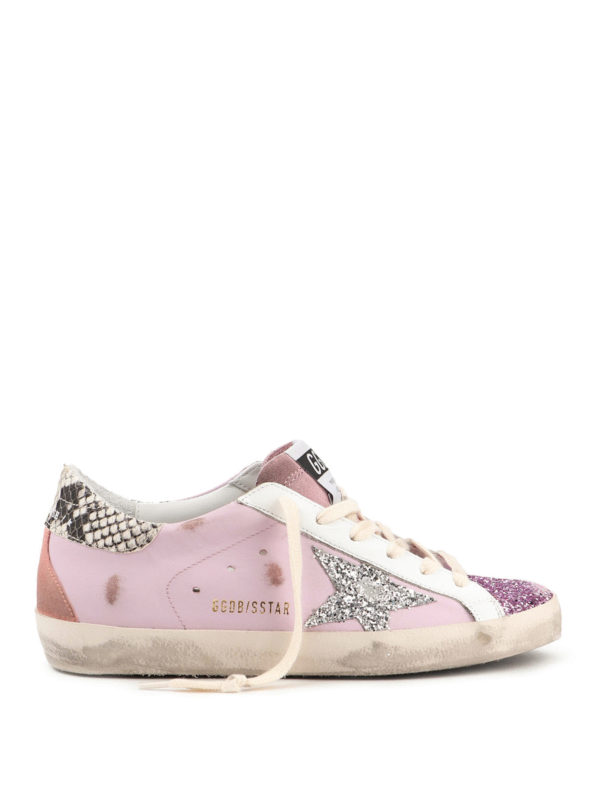 pink glitter golden goose sneakers