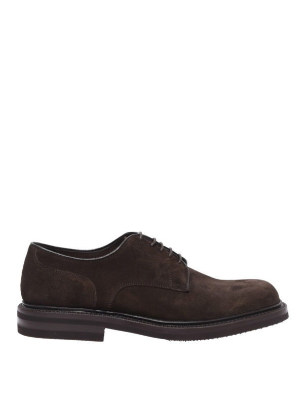 dark brown suede derby shoes