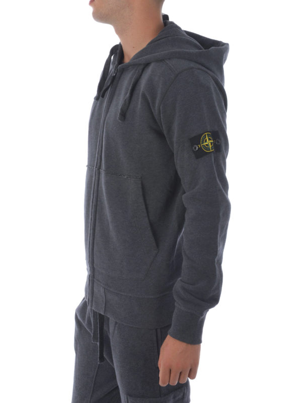 stone island cotton fleece full zip hoodie