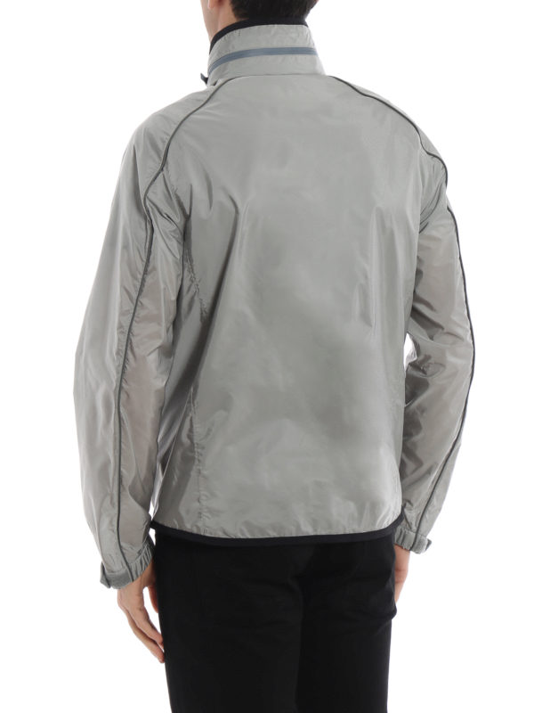 Grey lightweight nylon windbreaker 