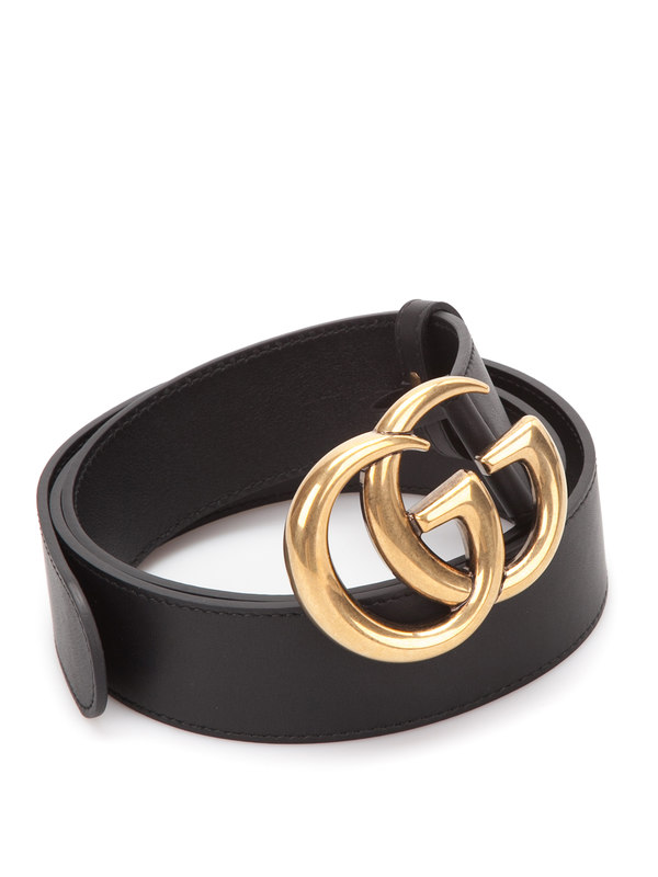 Gucci - Leather belt with double G buckle - belts - 400593AP00T1000