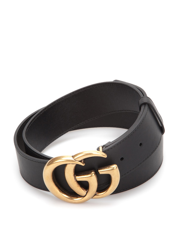 Leather belt with double G buckle by Gucci - belts | iKRIX
