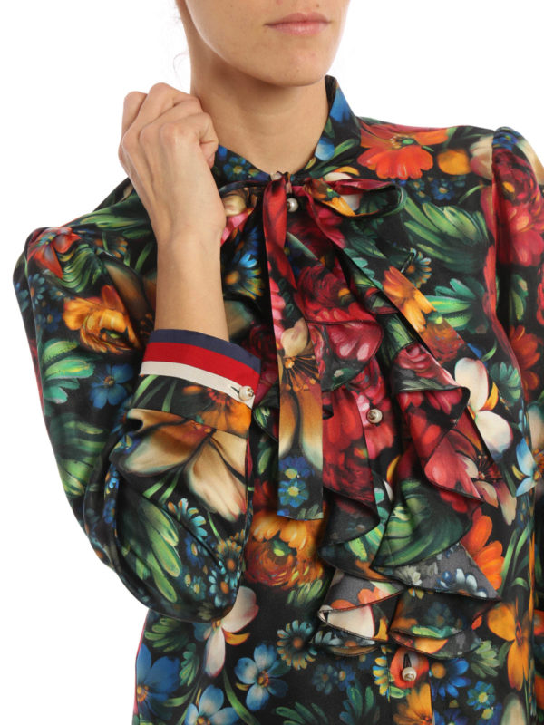 gucci floral silk blouse