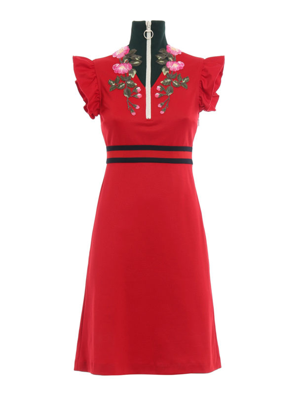 gucci embroidered jersey dress