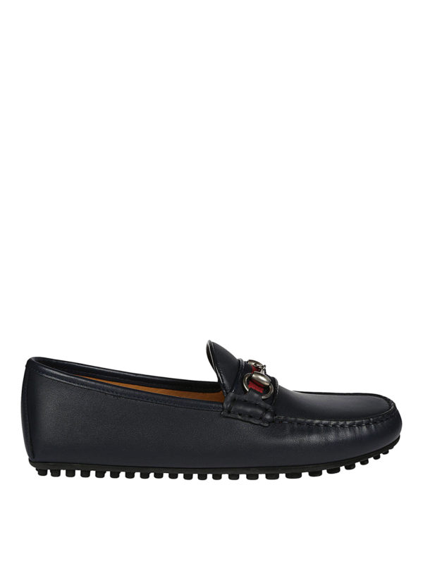 gucci blue leather loafers