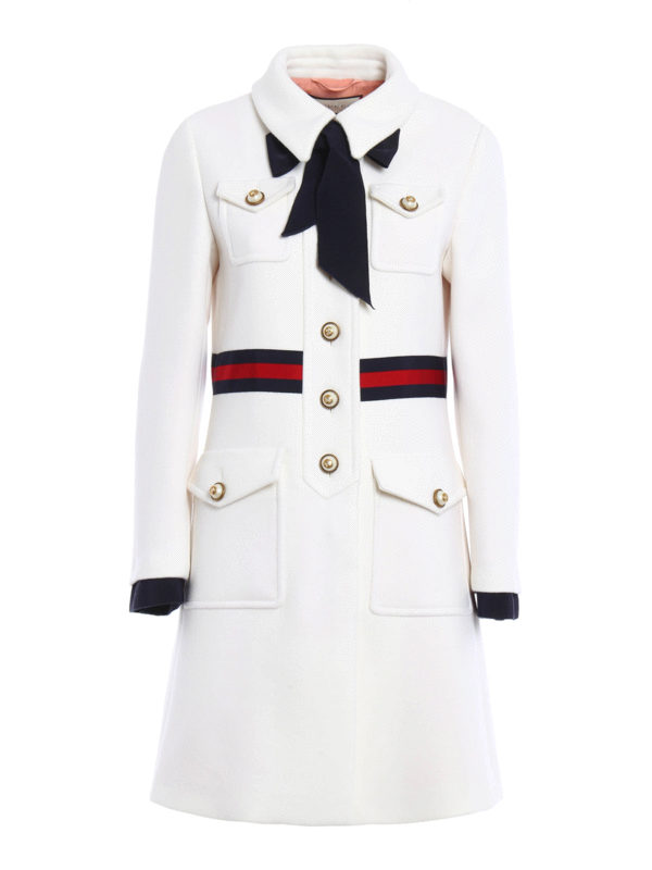 gucci wool coat with web