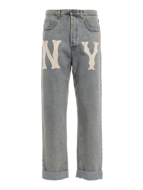 embroidered straight denim jeans 