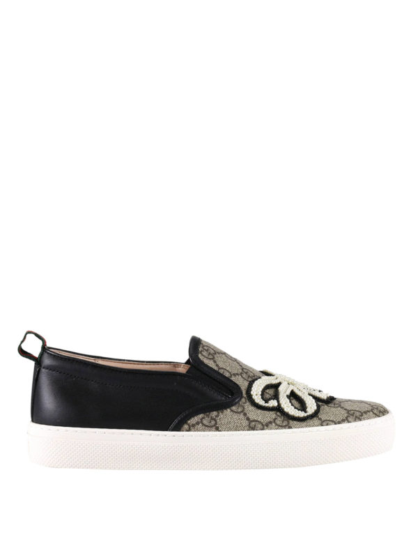 Sneakers Gucci - Slip on in GG Supreme con perle - 481751KWZK09780