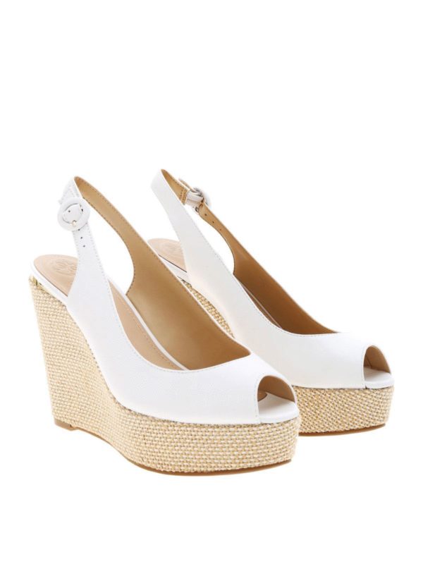 white slingback wedges