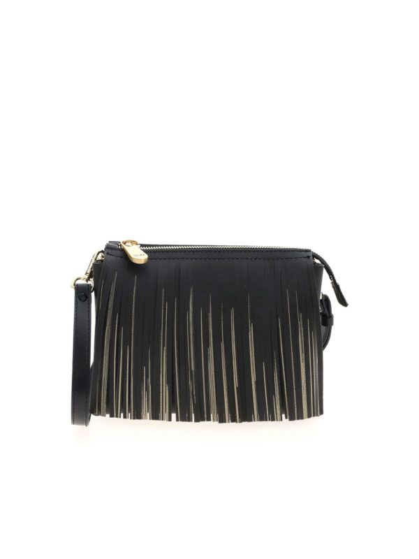 black fringe shoulder bag