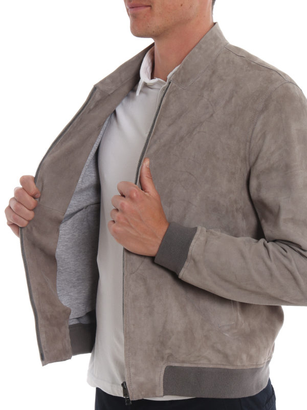grey suede bomber jacket