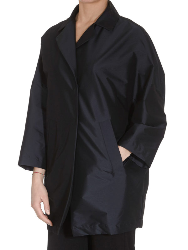 HERNO: short coats online - Tech fabric egg shaped coat