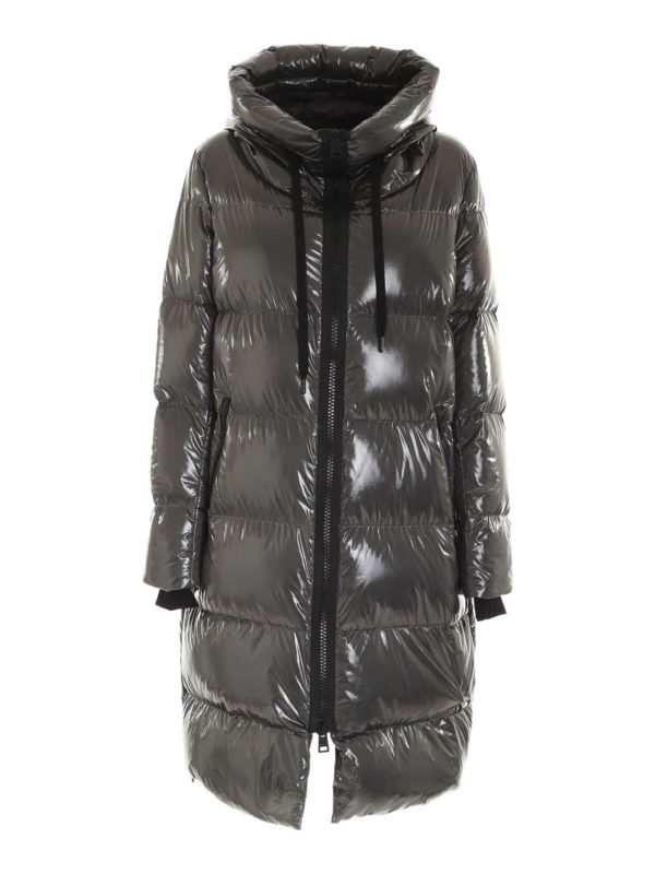 Herno - Quilted hooded down jacket in grey - padded coats ...