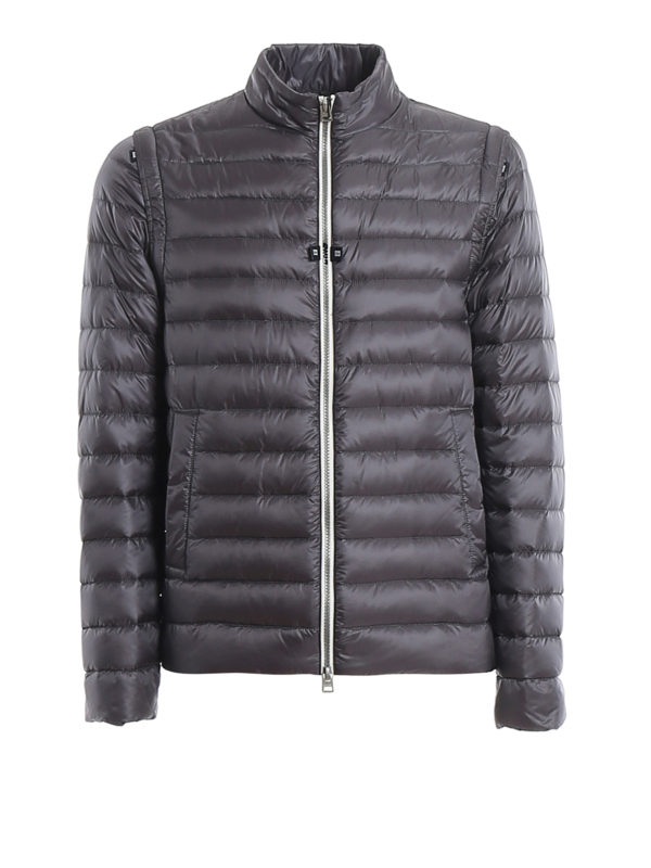 black mini puffer jacket