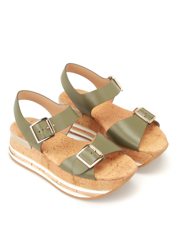 Sandals Hogan - H354 cork platform leather sandals -