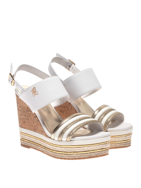 gold glitter wedge shoes