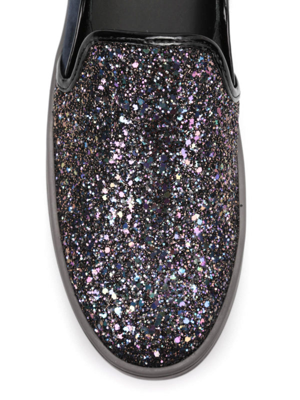 راحتی Hogan Rebel - R141 suede and glitter slip-ons - HXW1410Q5619BK0AZ4