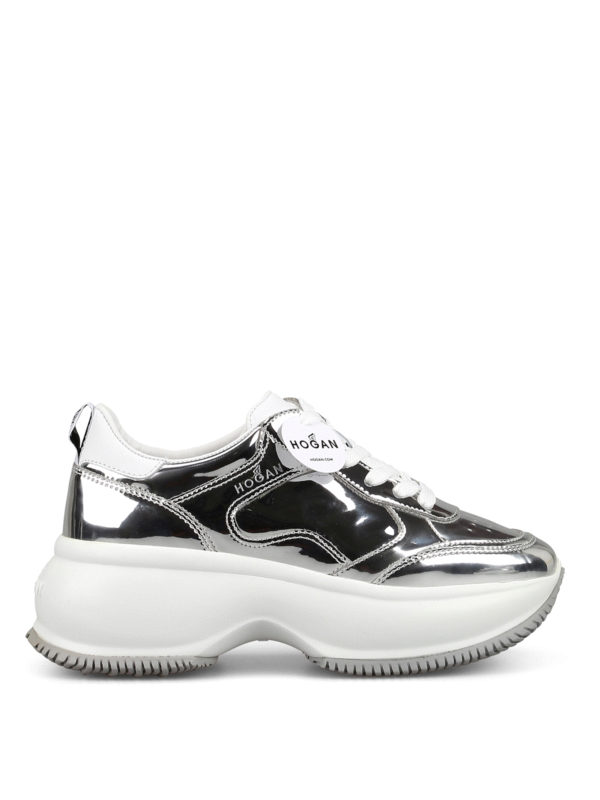 Click to view more detailed imagery on our partner's website Hogan Women's Shoes Leather Trainers Sneakers Maxi I Active In Silver