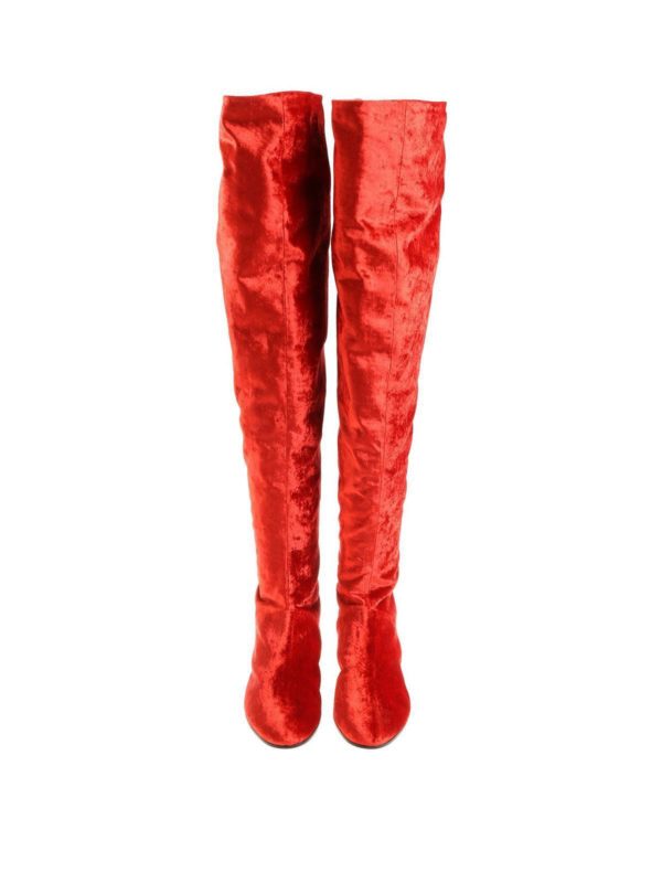 red velvet boots