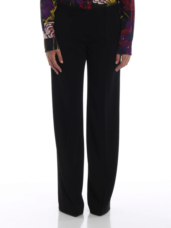 Black crepe masculine wide leg trousers 