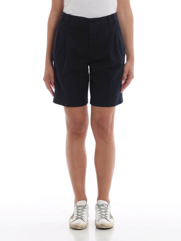 Navy blue cotton and linen short pants 