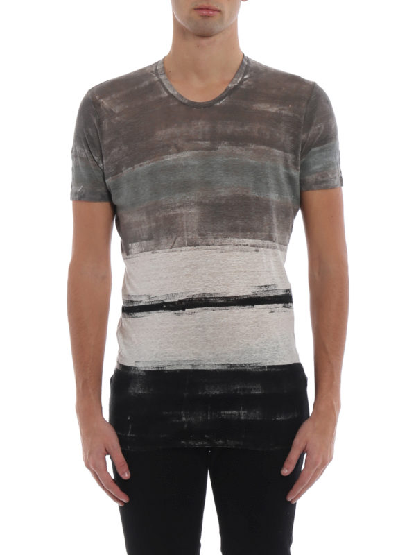 Avant Toi - Grey linen striped T-shirt 