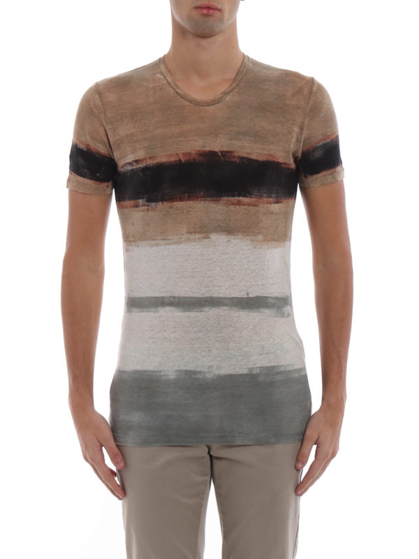 Linen striped distressed T-shirt 