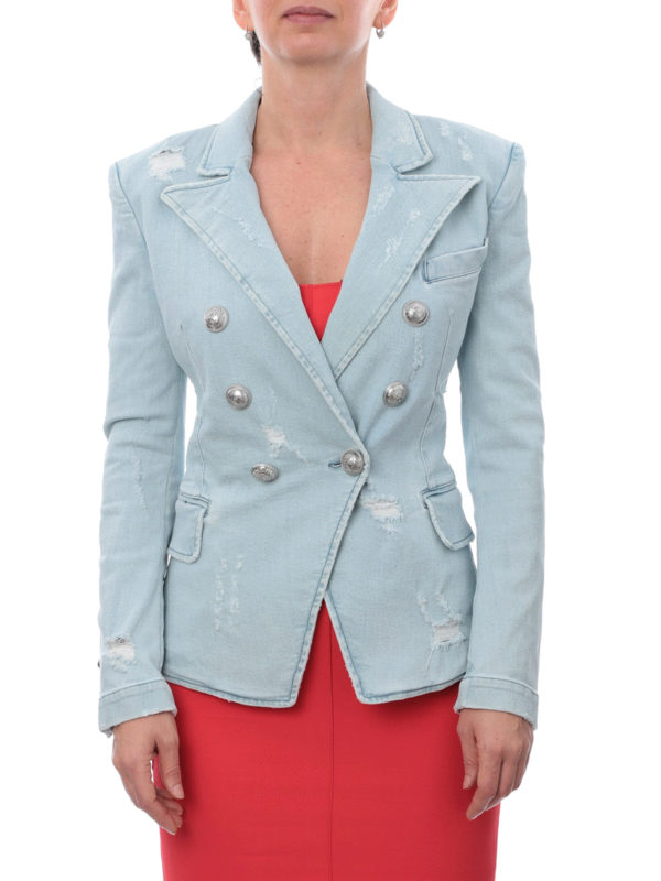 Denim double-breasted blazer 