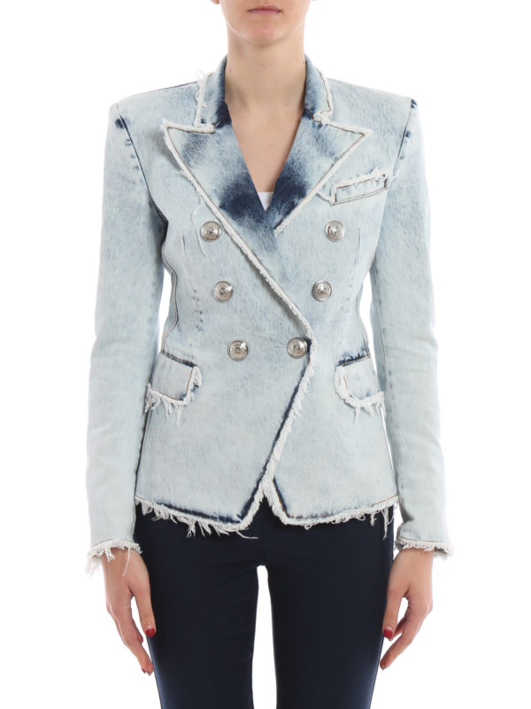 Blazers Balmain - Faded denim blazer 