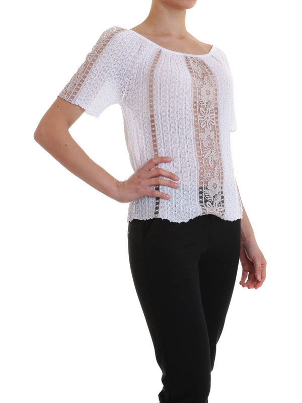 یقه قایقی Blumarine - Floral lace boat 